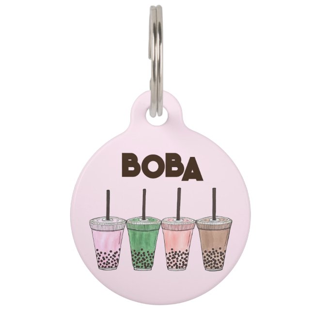 Placa Para Mascotas Boba Bubble Tapioca Pearl Milk Tea Bebe Foodie (Anverso)