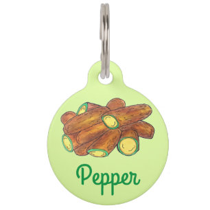 Placa Para Mascotas Bocadillos Fritos de Jalapeño Verde Pimiento Jalap