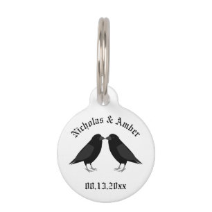 Placa Para Mascotas Boda gótico Kissing Ravens Personalizado