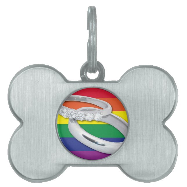 Placa Para Mascotas Boda lesbiana gay (Frente)