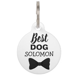 Placa Para Mascotas Boda mascota de perro elegante bowtie negra