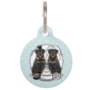 Placa Para Mascotas Boda Rottweilers Bride y Groom Dogs Cute