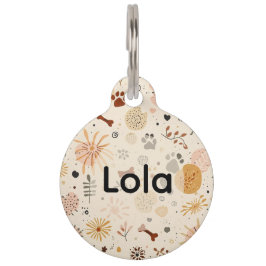 Placa Para Mascotas Bohemian Pet ID Tag | Hand-Drawn Paw & Hearts