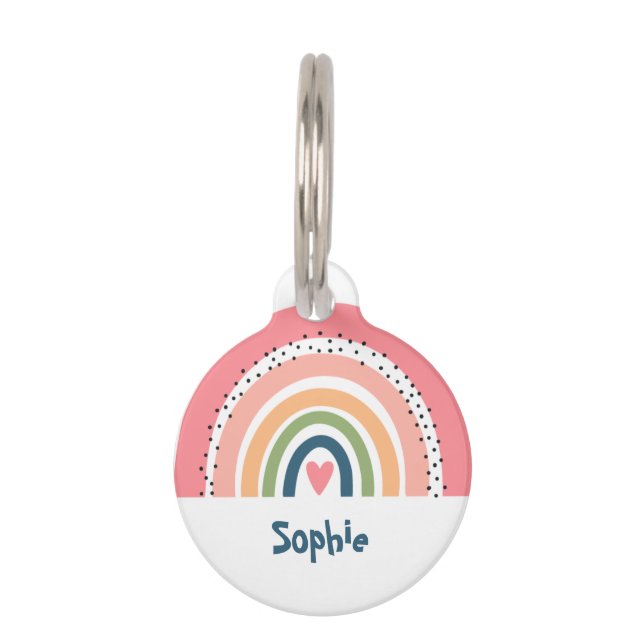 PLACA PARA MASCOTAS BOHO ARCOÍRIS SIMPLE LINDOS (Anverso)