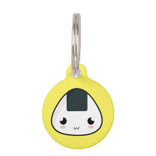 Placa Para Mascotas Bola de arroz de Kawaii (Anverso)
