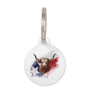Placa Para Mascotas Bola de longhorn de Texas