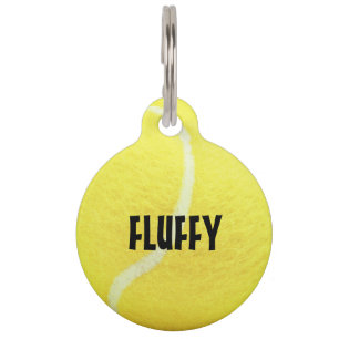 Placa Para Mascotas bola de tenis amarilla de personalizable
