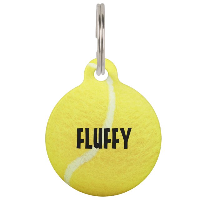 Placa Para Mascotas bola de tenis amarilla de personalizable (Anverso)