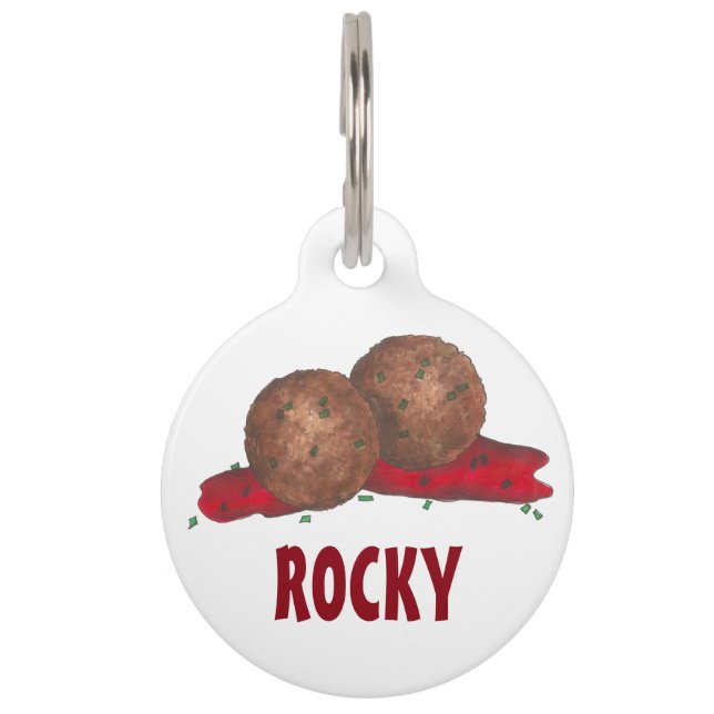 Placa Para Mascotas Bolas de carne italianas Salsa de Marinara Cocina (Anverso)