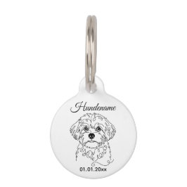 Placa Para Mascotas Bolonka Zwetna Line Art Personalized Tag