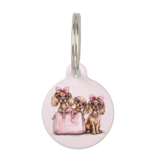 Placa Para Mascotas Bolsa rosa de los perros Dachshund