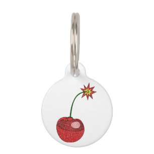 Placa Para Mascotas Bomba de cerezo purpurina