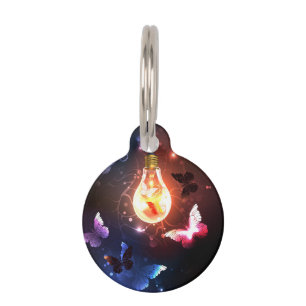 Placa Para Mascotas Bombilla brillante con mariposas nocturnas