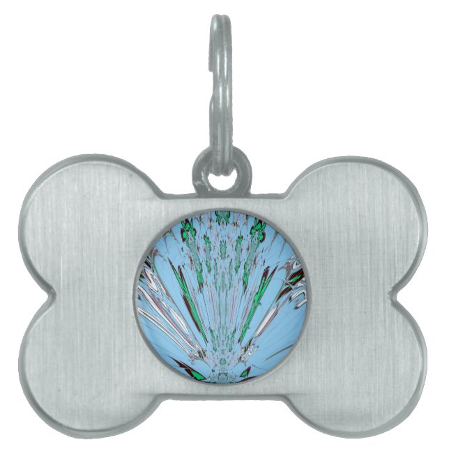 Placa Para Mascotas Bonito Aqua Blue Amazon Floral Motif Art (Frente)
