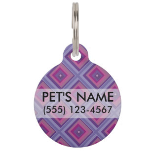Placa Para Mascotas Bonito de verificación del patrón de diamante rosa