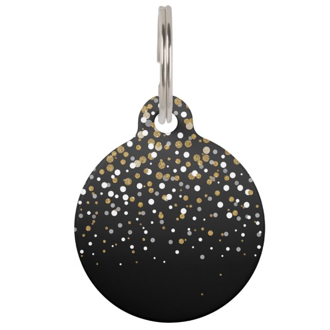 Placa Para Mascotas Bonito Girly Gold Purpurinas Dots Ilustracion (Anverso)