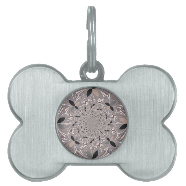 Placa Para Mascotas Bonito kaleidoscopio gris de ceniza sin fisuras (Frente)