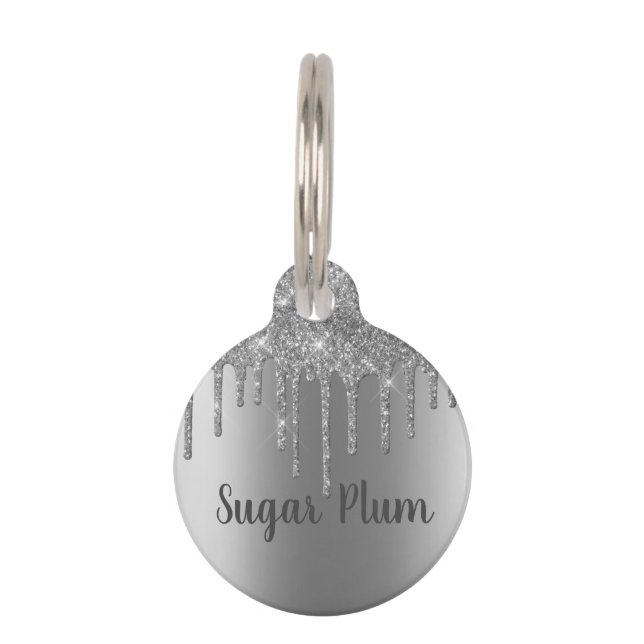 Placa Para Mascotas Bonito Purpurina Dris Mascota Perdido Id. (Anverso)