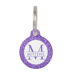 Placa Para Mascotas Bonito rosado rosado Purpurina morado