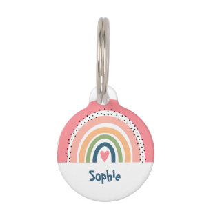 PLACA PARA MASCOTAS BONITO SENCILLO ARCOÍRIS BOHO