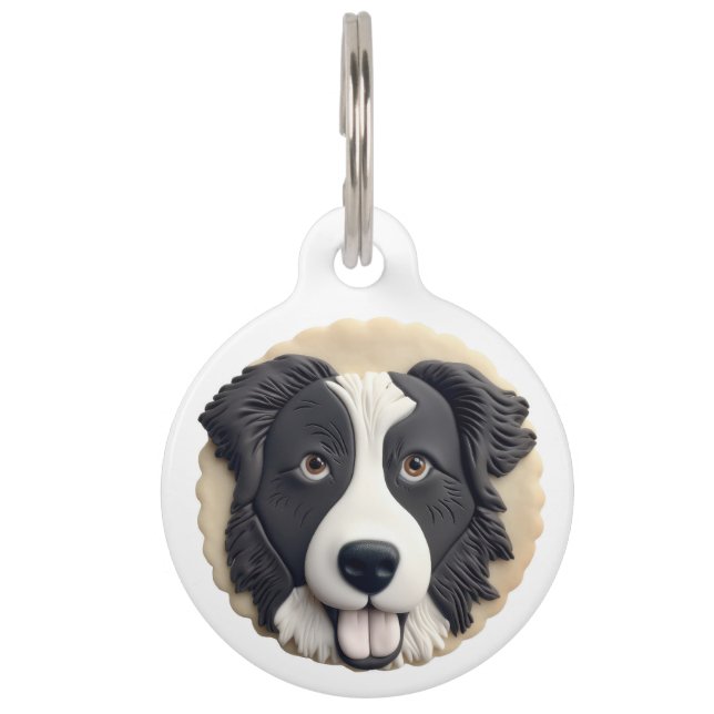 Placa Para Mascotas Borde de Perro Collie 3D inspirado (Anverso)
