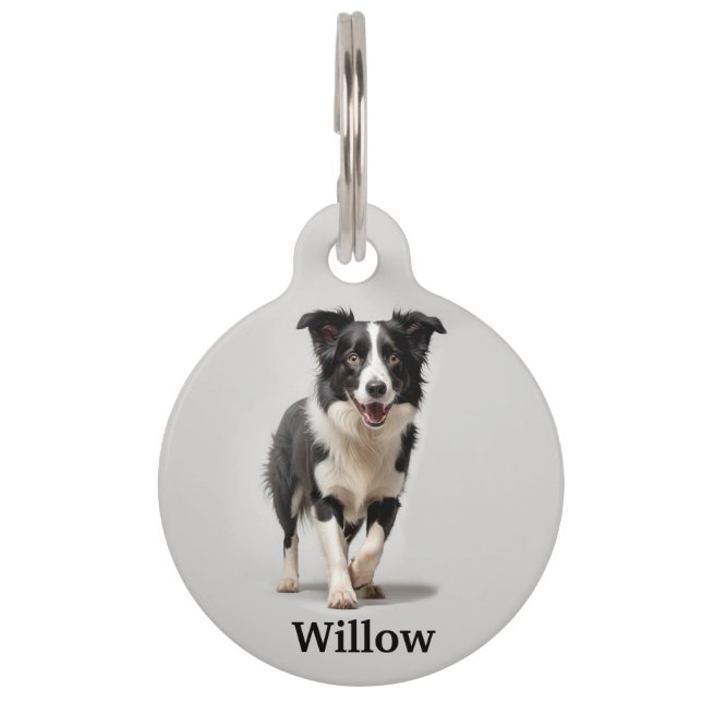 Placa Para Mascotas Border Collie Personalizado (Anverso)