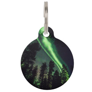 Placa Para Mascotas Borealis de la aurora en Laponia finlandesa