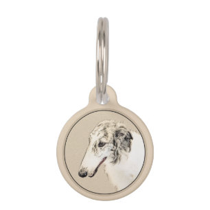 Placa Para Mascotas Borzoi (Brindle plateado) Pintura original de arte