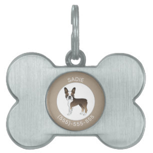 Placa Para Mascotas Boston Terrier atigrado dibujo animado de perro y