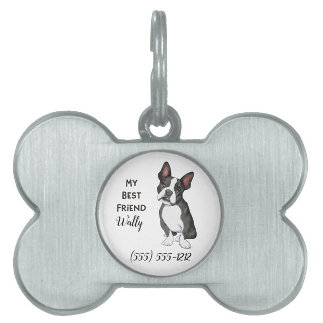 Placa Para Mascotas Boston Terrier Mi Mejor Amigo Personalizado Nombre (Frente)