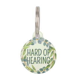 Placa Para Mascotas Botanical Hard of Hearing Green Deafness