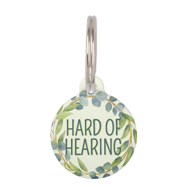 Placa Para Mascotas Botanical Hard of Hearing Green Deafness (Anverso)