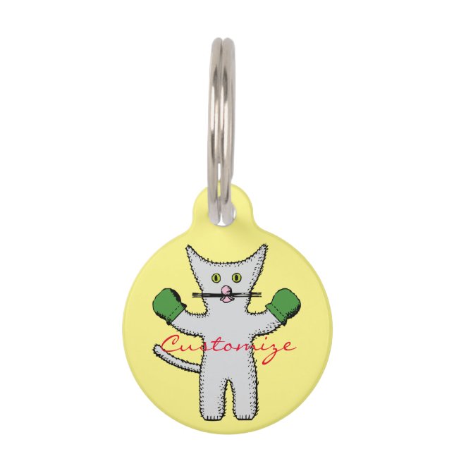 Placa Para Mascotas Boxing Kitten con Mittens_Cove (Reverso)
