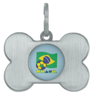 Placa Para Mascotas Brasileiro Futebol e Bandeira Brasil en portugués