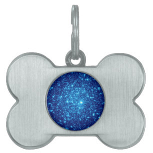 Placa Para Mascotas Brillo Astral Azul