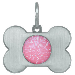 Placa Para Mascotas Brillo de píxel rosa