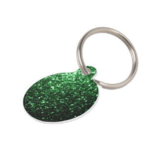 Placa Para Mascotas Brillo falso verde oscuro personalizado
