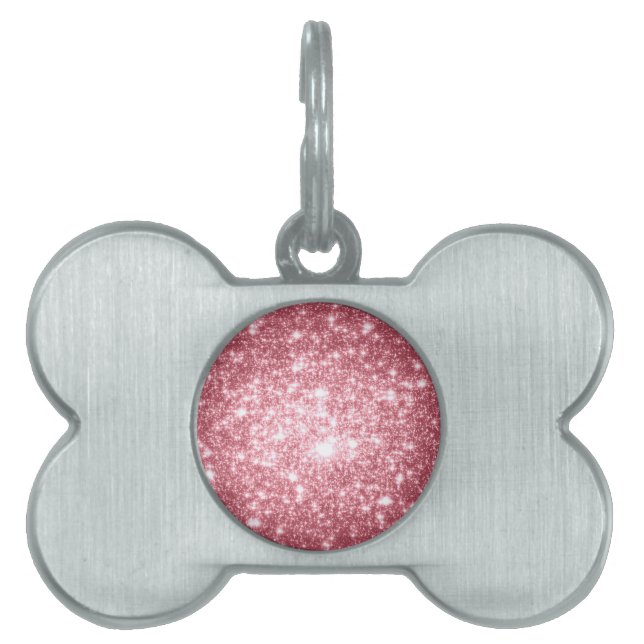 Placa Para Mascotas Brillo Rosa (Frente)