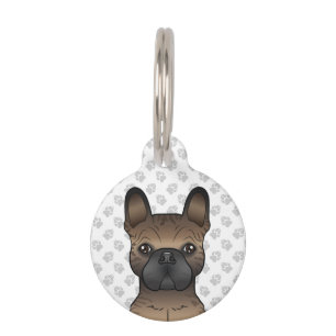 Placa Para Mascotas Brindle Bulldog Francés / Información de Perros y