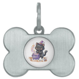 Placa Para Mascotas Bruja Linda Cerveza de Gato Negro Poción Mágica Ha