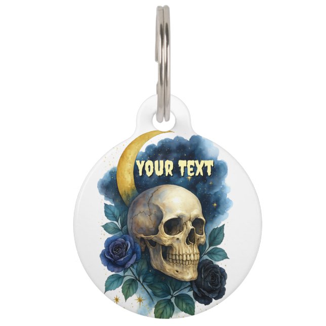 Placa Para Mascotas Brujería estética floral gótica Halloween espeluzn (Anverso)