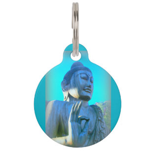 Placa Para Mascotas Buda azul