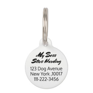 Placa Para Mascotas Buen chico Boomer Tipografía Blanca Negra