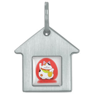 Placa Para Mascotas Buena suerte Maneki Neko