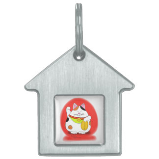 Placa Para Mascotas Buena suerte Maneki Neko
