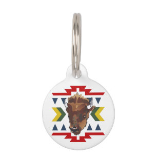 Placa Para Mascotas Búfalo nativo americano