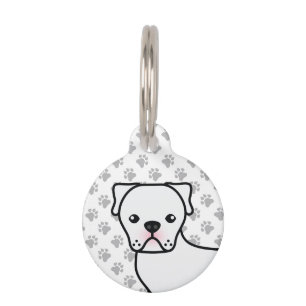 Placa Para Mascotas Bulldog Americano Blanco Perro De Dibujos Animados