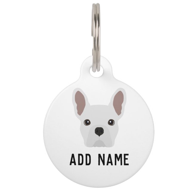 Placa Para Mascotas Bulldog blanco francés (Anverso)