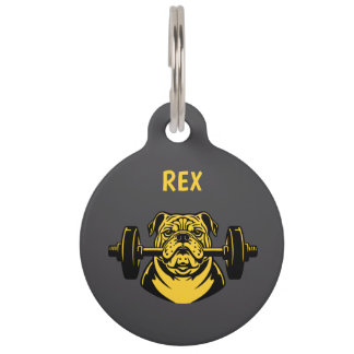 Placa Para Mascotas Bulldog con barra
