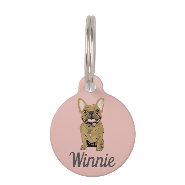 Placa Para Mascotas Bulldog Francés beige (Anverso)